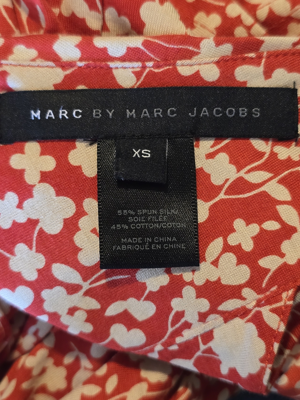 Marc by Marc Jacobs Red and White Floral Silk Maxi Dress with Tie Shoulders - Picture 3 of 4